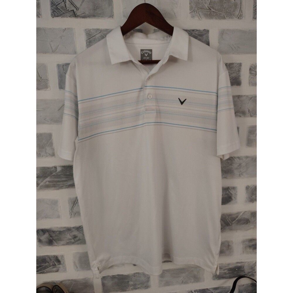 Callaway Opti-Dri Men’s Golf Polo Shirt Size Large Amparo White Preppy Tiger
